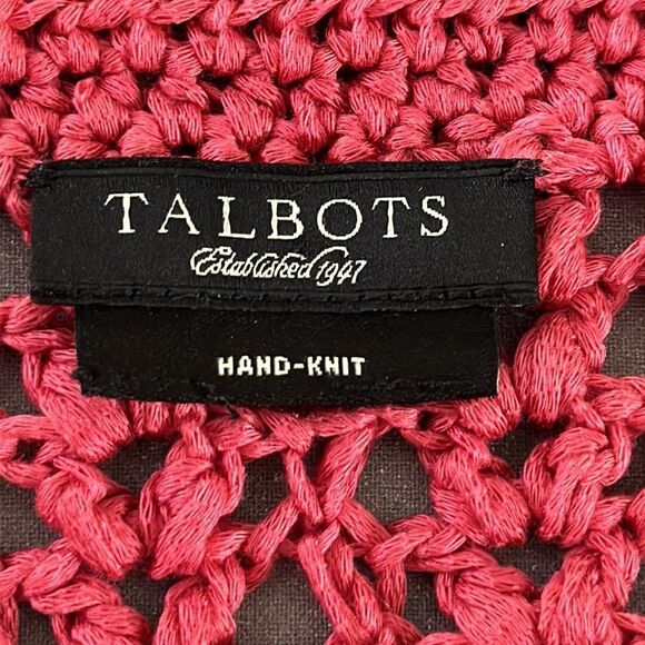 Talbots Sweater Cardigan Medium Y2K Pink Hand Knit Cottagecore - Picture 8 of 8